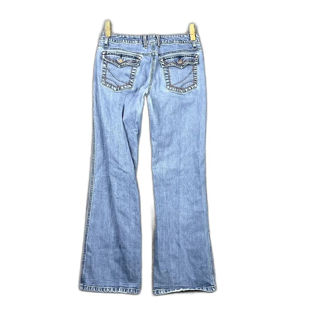 Live A Little Jeans Womens 8 Blue Stretch Straight Leg Denim Travel Casual Surf